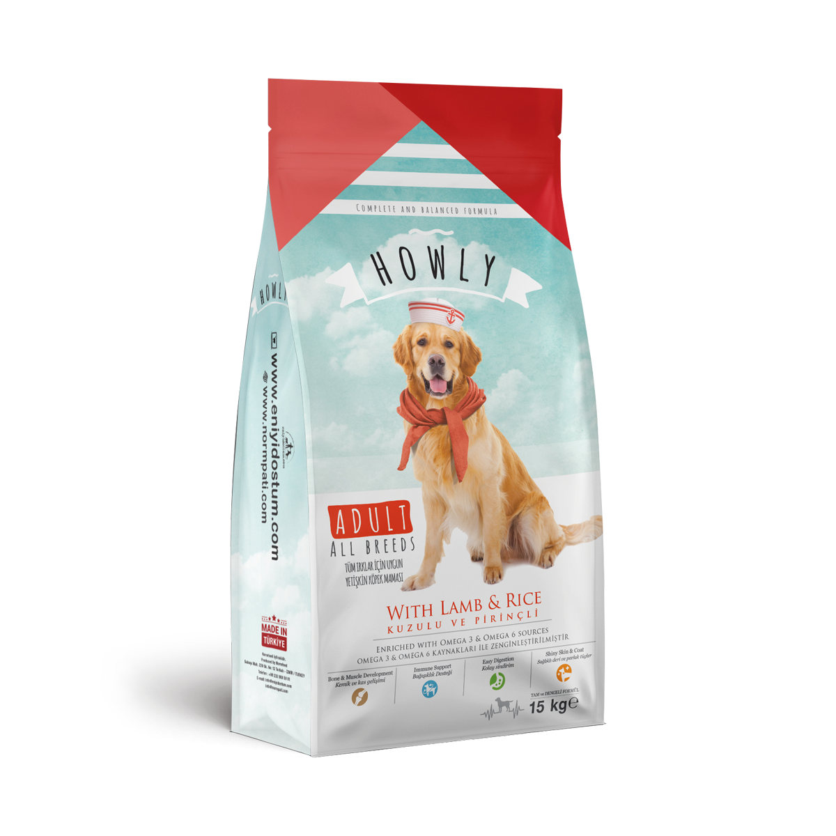 Howly-Lamb-and-rice-Adult-Dog-Food-15kg Howly Kuzulu & Pirinçli Yetişkin Köpek Maması - Görsel 1
