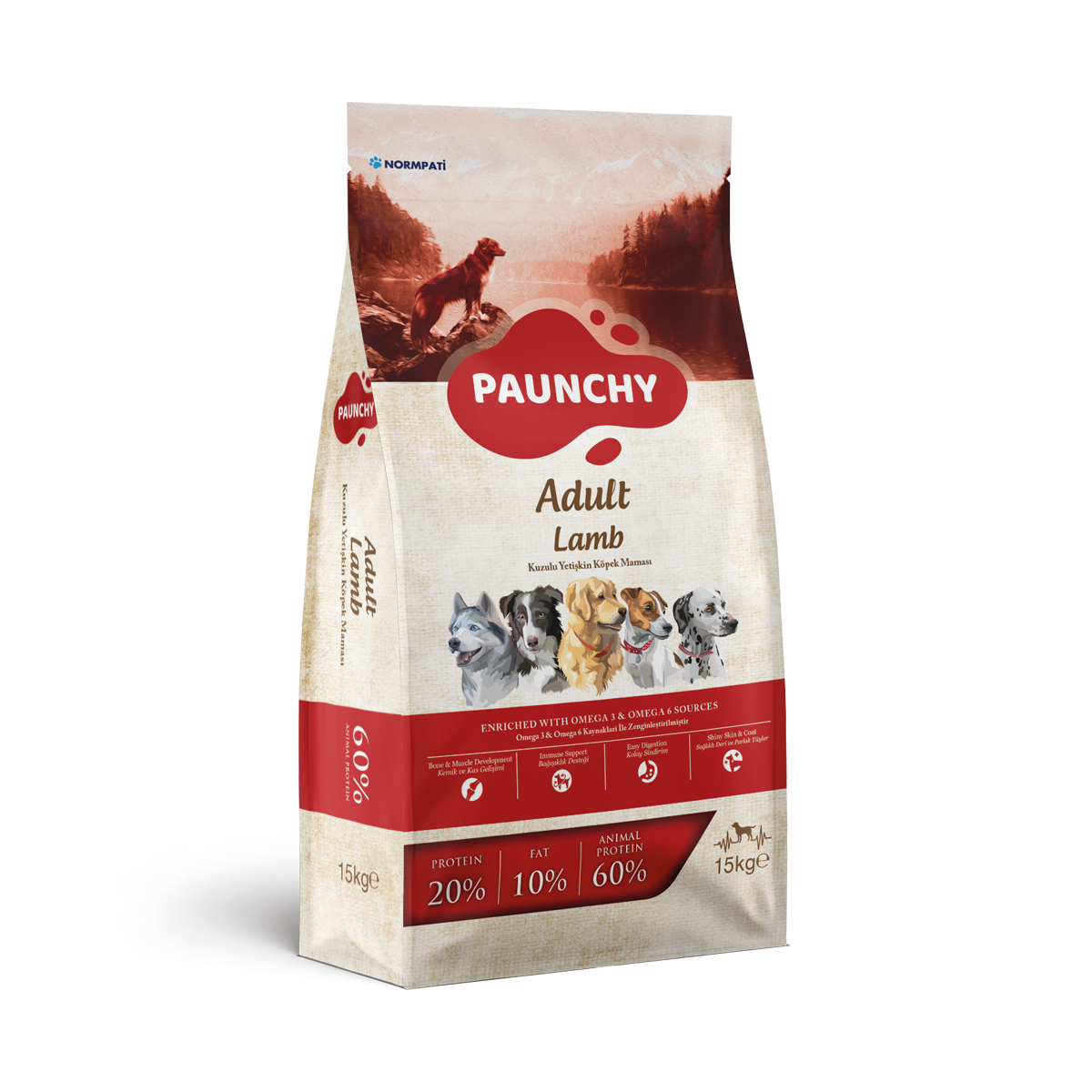 Paunchy-Lamb-Adult-Dog-Food-15kg Paunchy Kuzulu Yetişkin Köpek Maması - Görsel 1
