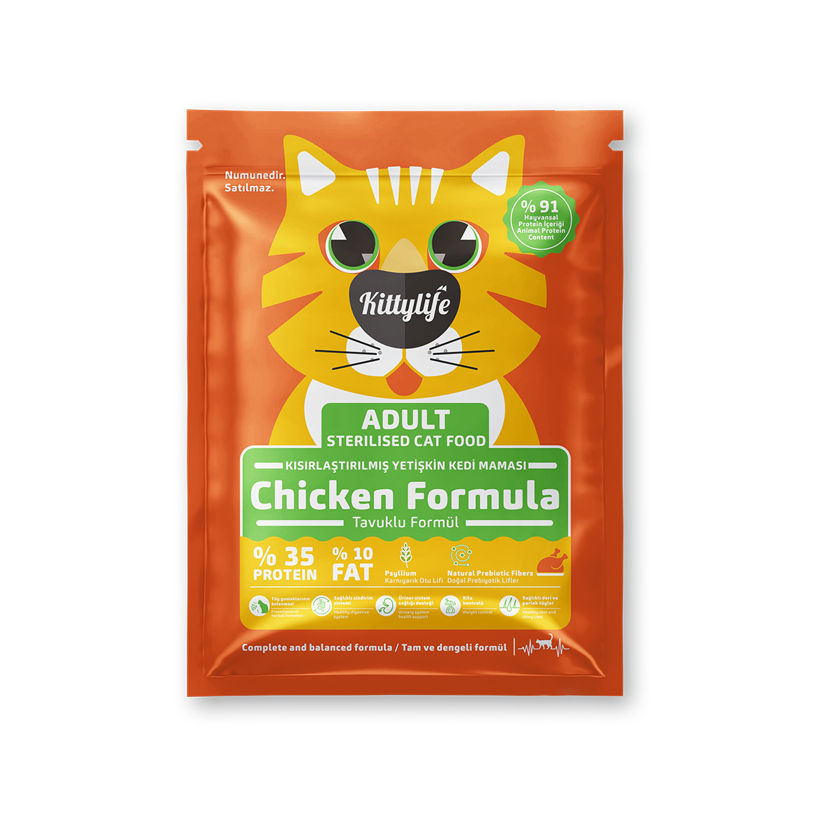 Kittylife_SterilisedCat_Chicken_Tester Numune | Kittylife Tavuklu Kısırlaştırılmış Kedi Maması<br>100 g - Görsel 1
