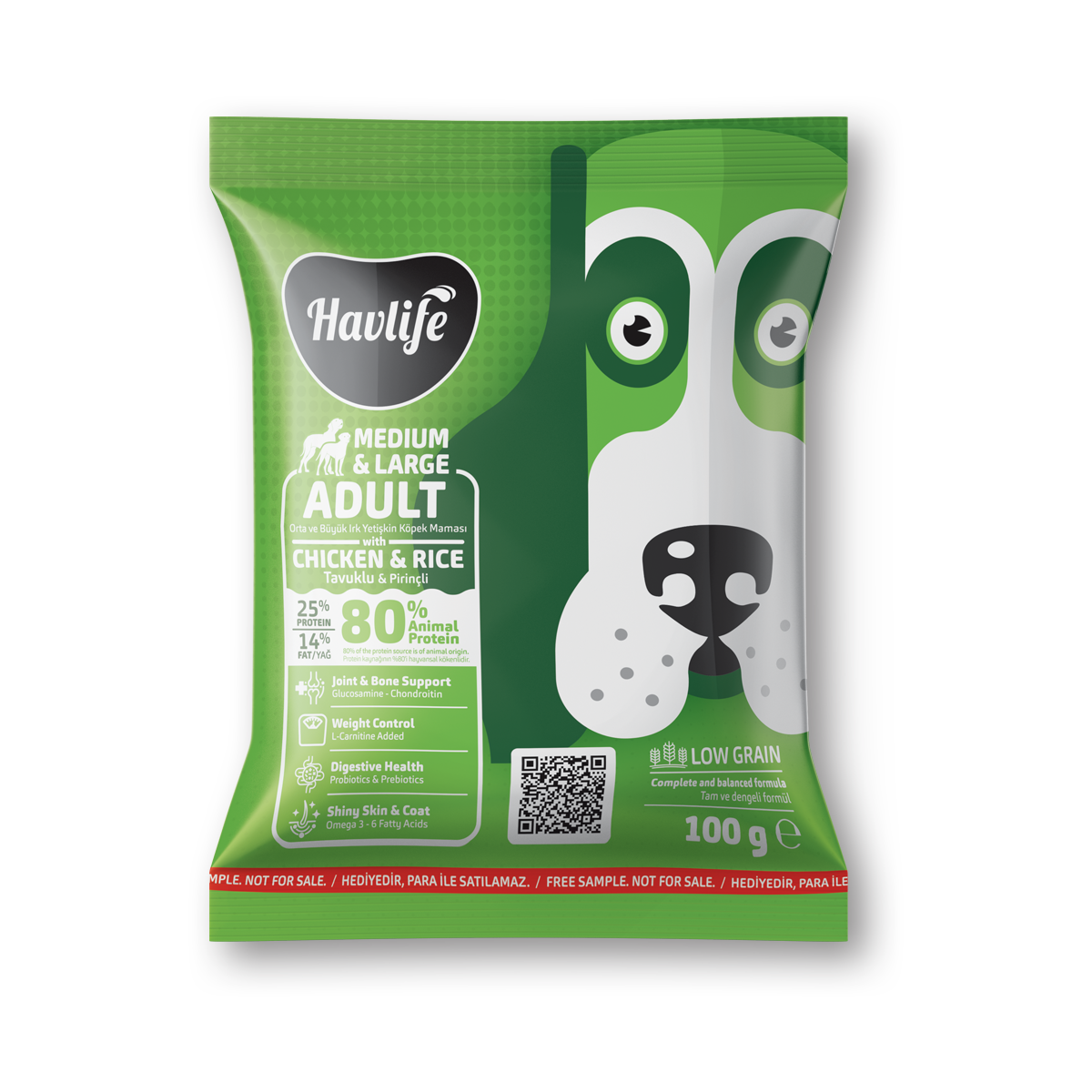 Havlife_100g_Tester_ML_AdultDog_Chicken Numune | Havlife Orta & Büyük Irk Tavuklu & Pirinçli Yetişkin Köpek Maması<br>100 g - Görsel 1
