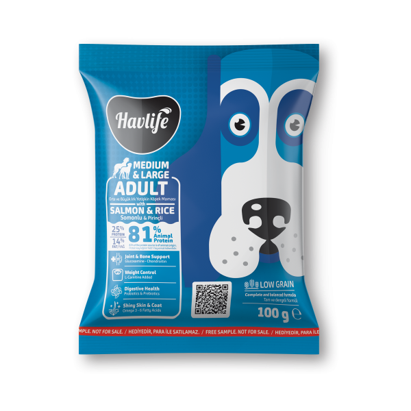 Numune | Havlife Orta & Büyük Irk Somonlu Yetişkin Köpek Maması<br>100 g