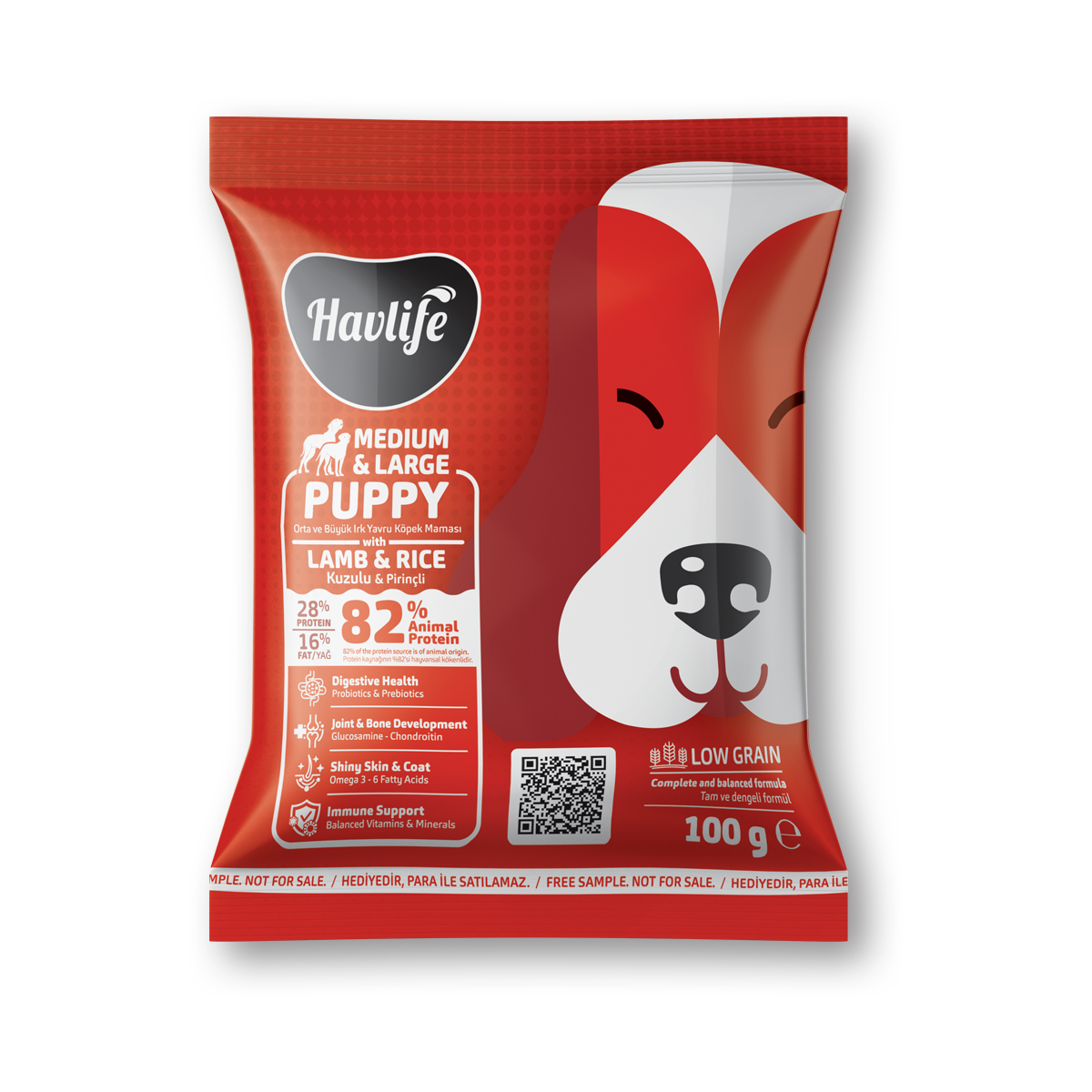 Havlife_100g_Tester_ML_Puppy_Lamb Numune | Havlife Orta & Büyük Irk Kuzulu Yavru Köpek Maması<br>100 g - Görsel 1