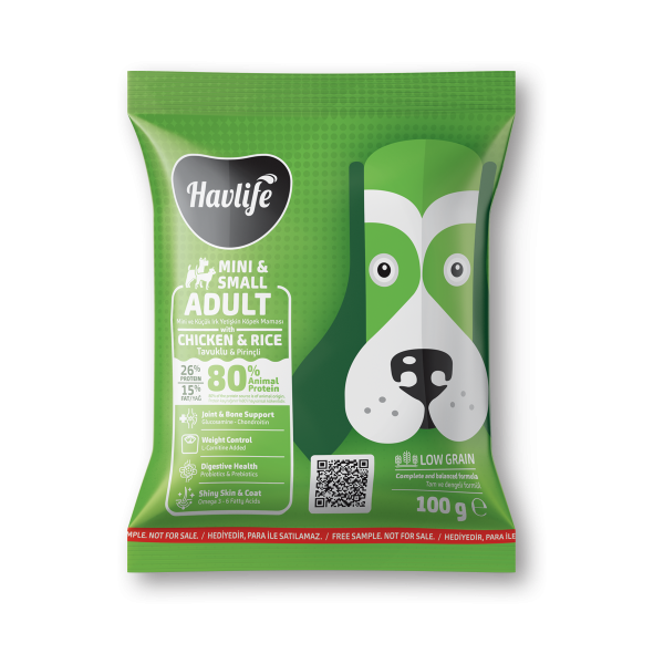 Numune | Havlife Mini & Küçük Irk Tavuklu & Pirinçli Yetişkin Köpek Maması<br>100 g