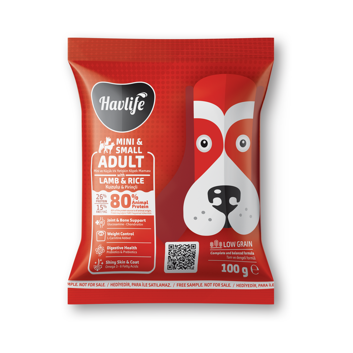 Havlife_100g_Tester_MS_AdultDog_Lamb Numune | Havlife Mini & Küçük Irk Kuzulu Yetişkin Köpek Maması - Görsel 1