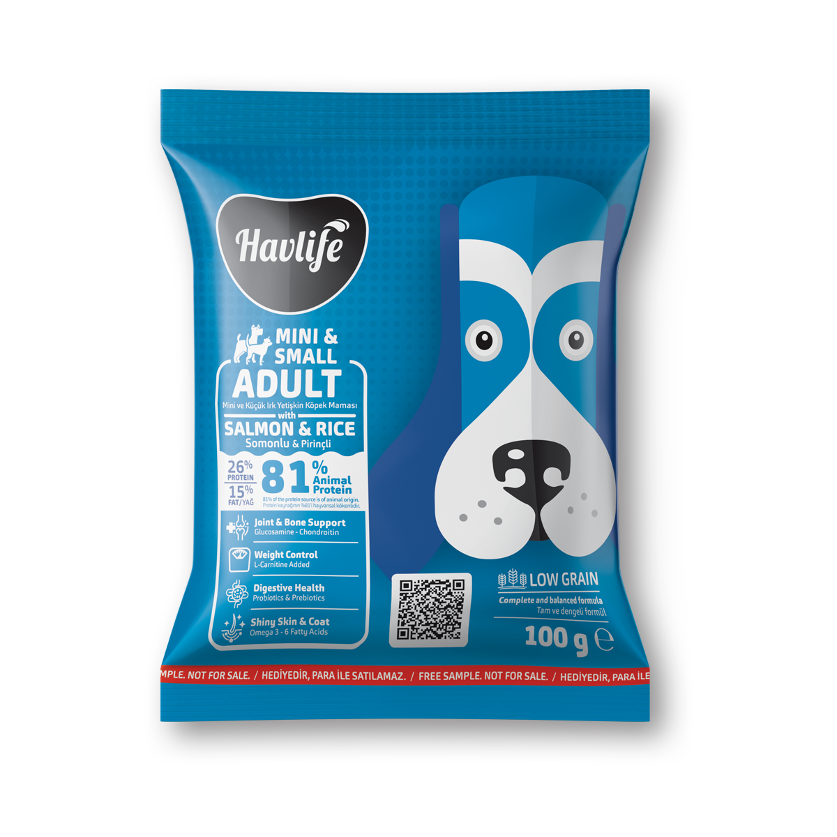 Havlife_100g_Tester_MS_AdultDog_Salmon Numune | Havlife Mini & Küçük Irk Somonlu Yetişkin Köpek Maması<br>100 g - Görsel 1