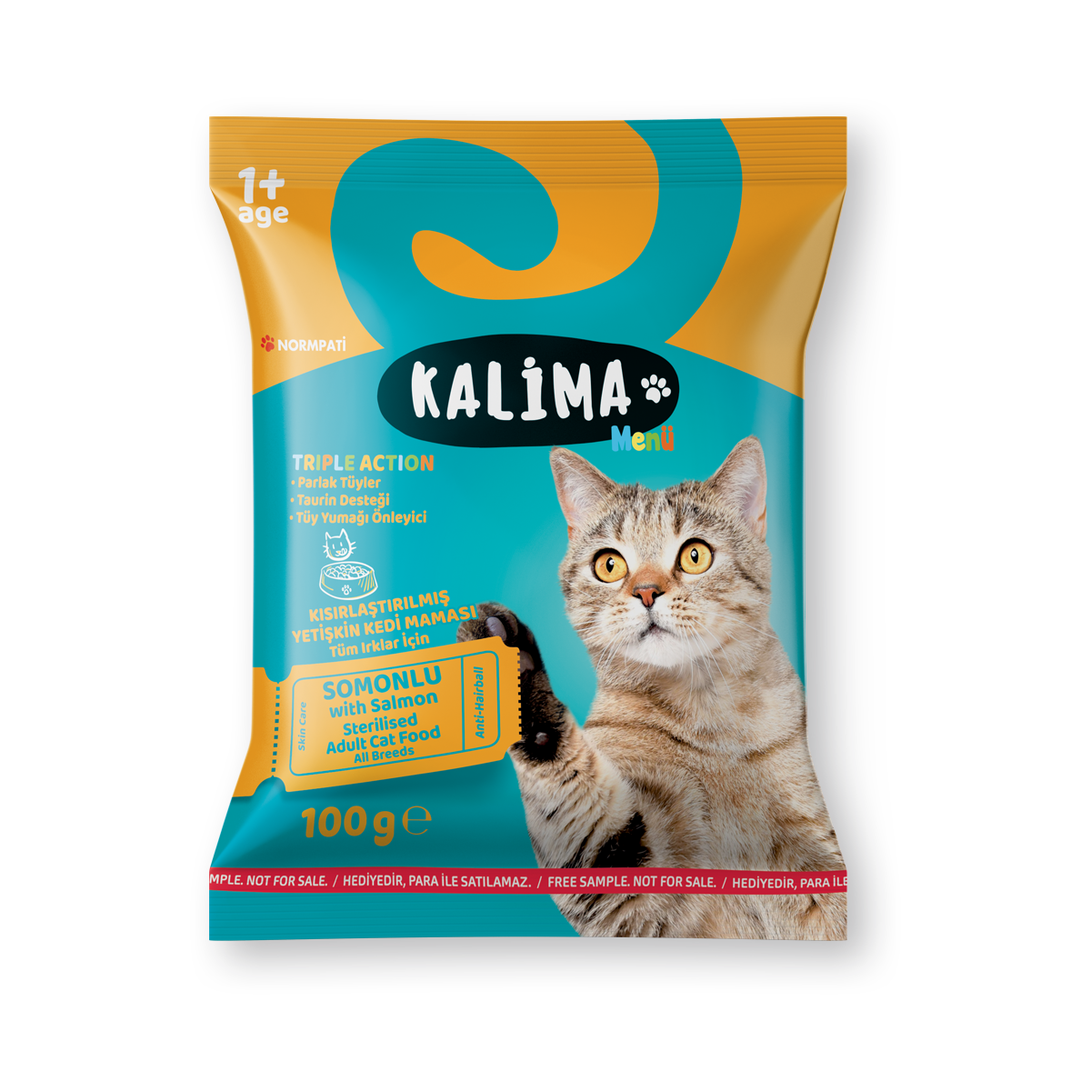 Kalima_100g_Tester_Sterilised_Salmon Numune | Kalima Somonlu Kısırlaştırılmış Kedi Maması<br>100 g - Görsel 1