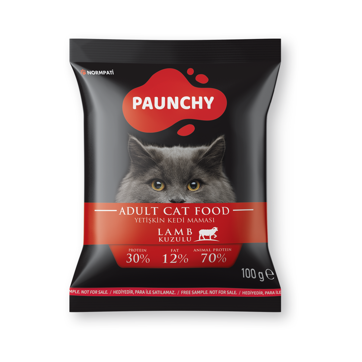 Paunchy_100g_Tester_AdultCat_Lamb Numune | Paunchy Kuzulu Yetişkin Kedi Maması<br>100 g - Görsel 1