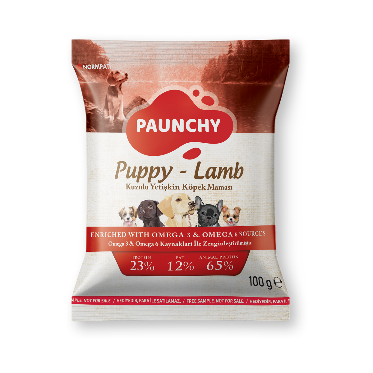 Paunchy_100g_Tester_Puppy_Lamb Numune | Paunchy Kuzulu Yavru Köpek Maması<br>100 g - Görsel 1